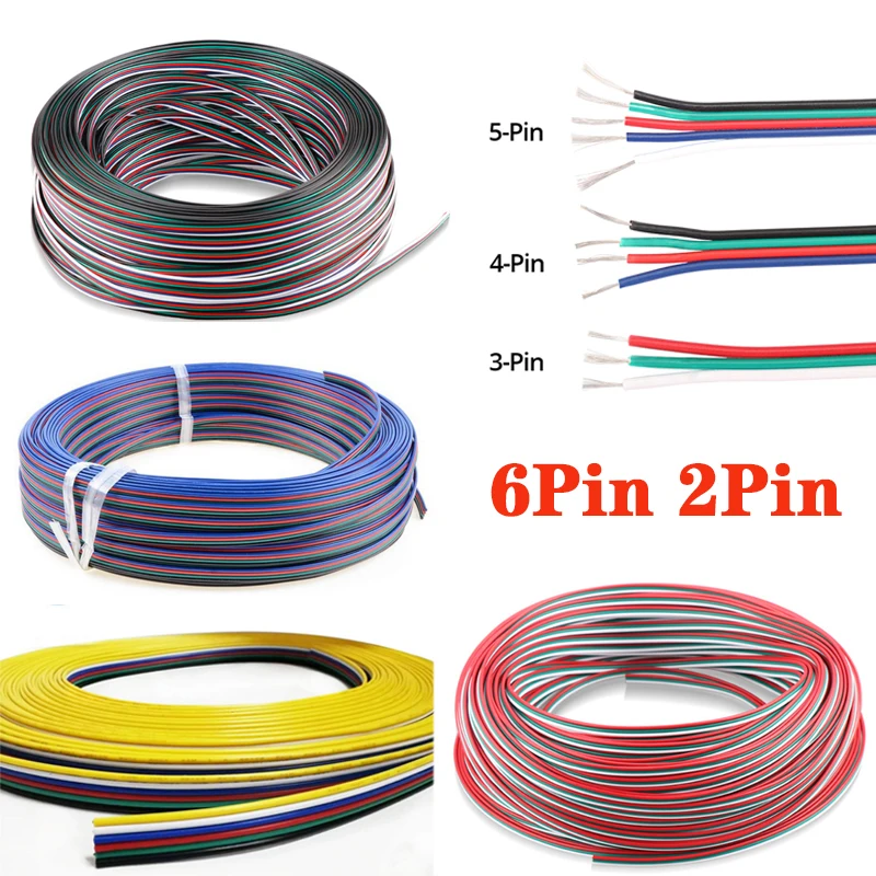 

Hot 2Pin 3Pin 4Pin 5Pin 6Pin 22AWG Electric Extension Wire Cable Connector for 5050 2835 RGB RGBW RGBWW RGBCCT LED Strip Light