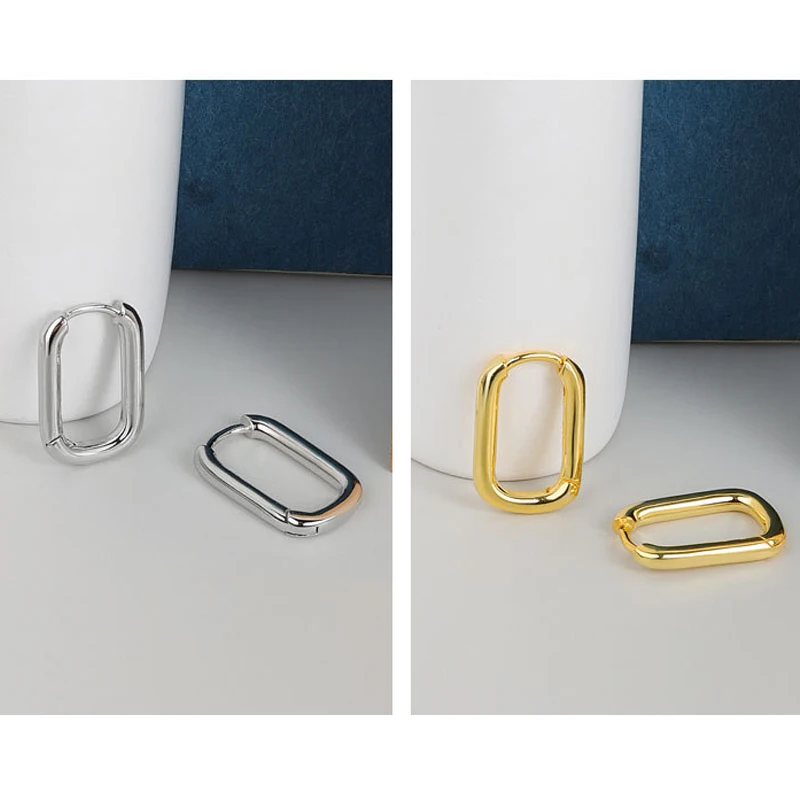 

Women's Simple U-Shaped Silver 925 Earring Hoop Fashion Gold Smooth Hoop Earrings Wedding Party Luxury Jewelry Free Shipping