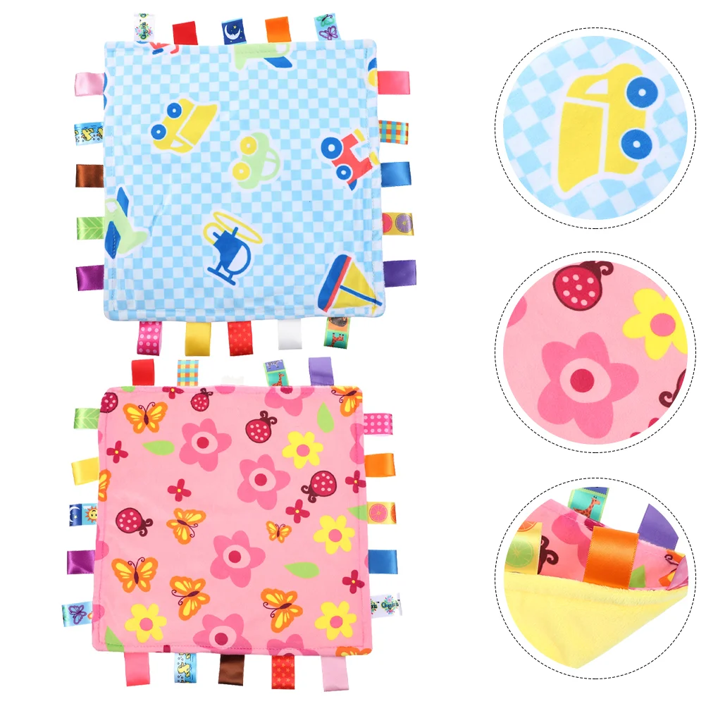 

2pcs Pretty Baby Blankets with Colorful Tags Infants Plush Blankets