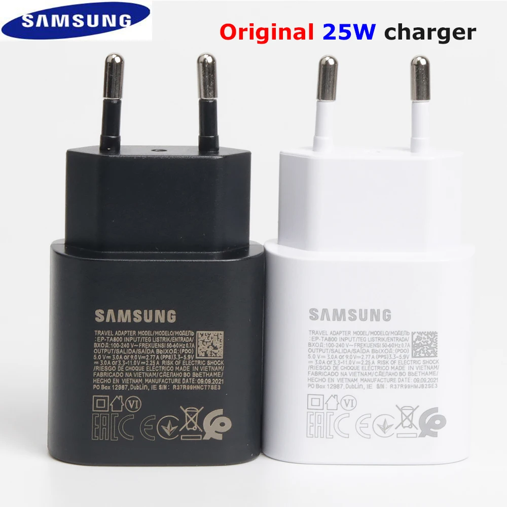

Original Samsung 25W Super Fast Charger USB Type C Cargador S21 A52S A71 A70 S20 FE S22 5G Power Adapter For Galaxy Note 20 S10
