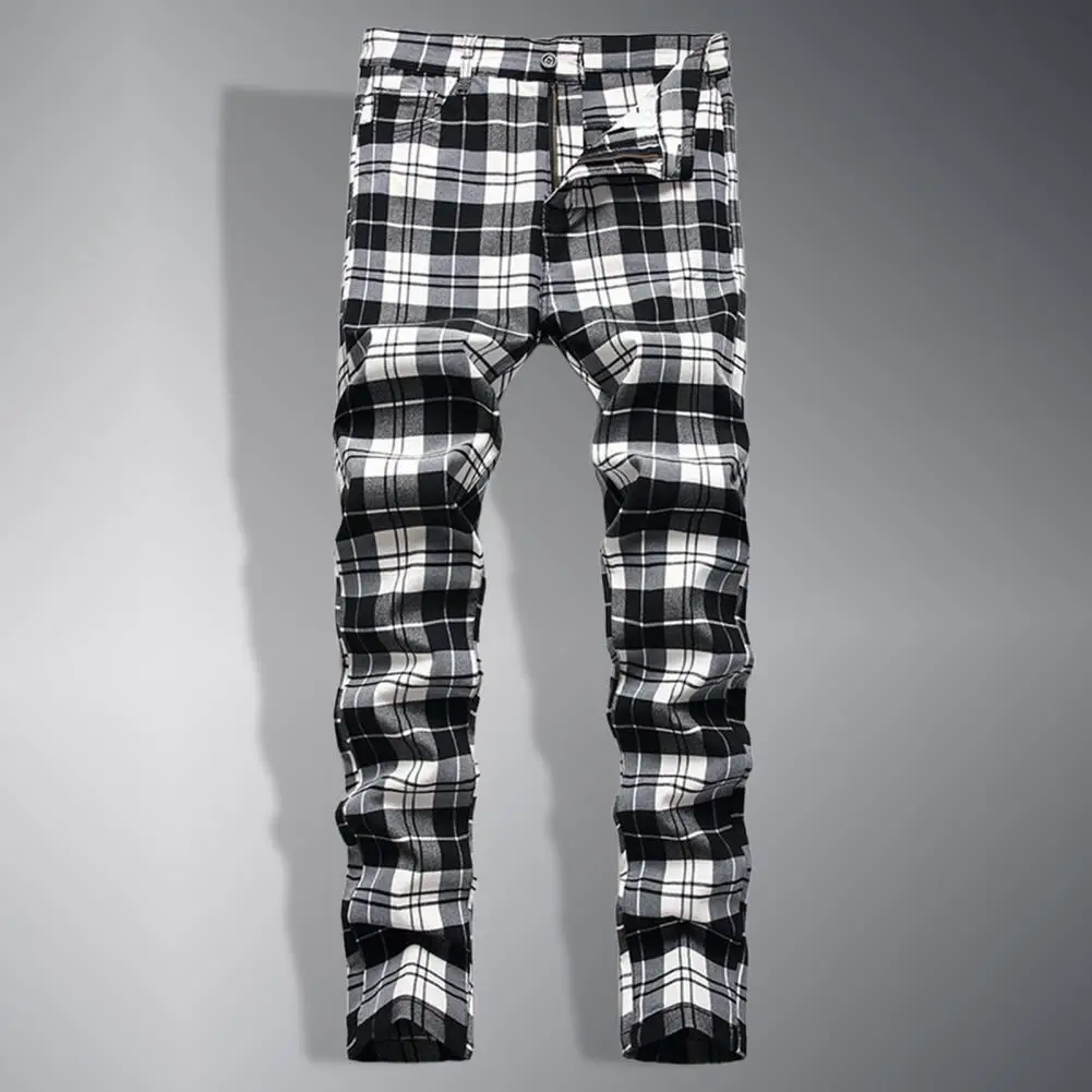 

Men Plaid Print Pants Wild All Match Soft Leisure Men Trousers Men Trousers for Work
