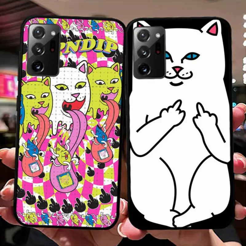 

Middle Cute Fingers Cat-RIPNDIPS Phone Case for Samsung Note 5 7 8 9 10 20 pro plus lite ultra A21 12 72