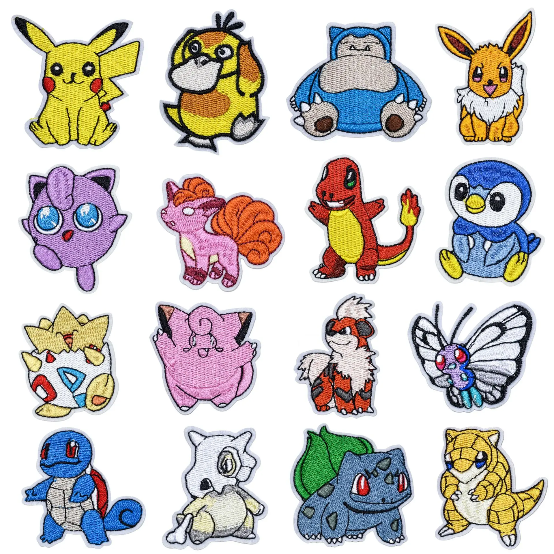 Pokemon Animals Cartoon images Embroidered Patches on the Clothing Sewing on Fabric  for Kids Clothing Jacket