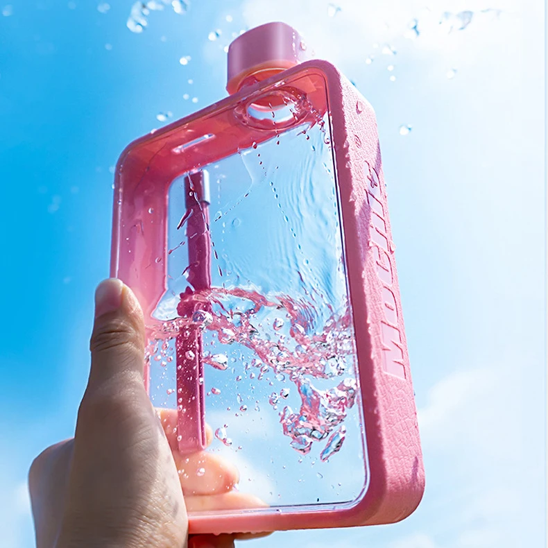 

Portable Ins Creative A5 Flat Bottle for Girl Water Cup Leak Proof Cute Paper Bottle BPA Free Waterbottle Drink Bottle 380ml