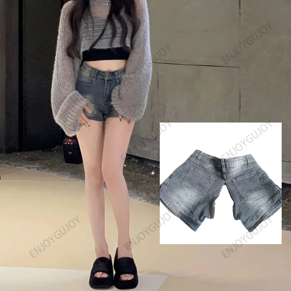 Женские джинсовые шорты с открытой промежностью невидимые штаны из денима