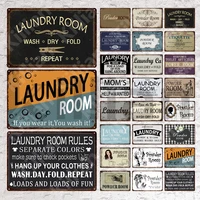 laundry metal sign vintage text quote metal sign tin sign wall art stickers vintage tin plate for laundry room powder room decor