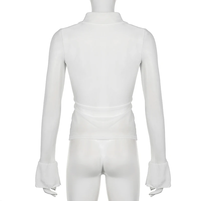 Базовая однотонная прозрачная блузка BIIKPIIK сексуальная клубная модная