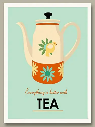 

Retro Vintage Everything is Better with Tea Metal Tin Sign Home Bar Cafe Retaurant Wall Decor Signs 12x8inch