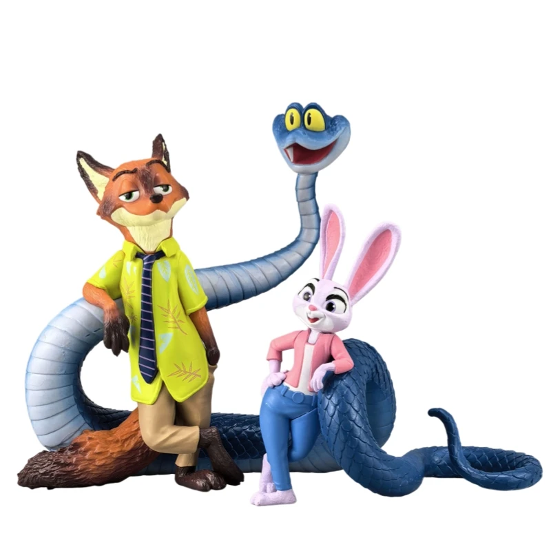 Фото Набор из 3 фигурок Zootopia 2, 15 см, Ник Уайлд, Джуди Хоппс, Гарет, ПВХ-модели, декор для стола №1