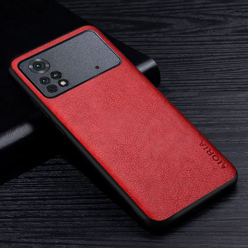 Case For Xiaomi Poco X4 Pro NFC 5G Premium PU Leather Retro Litchi Pattern Slim Fit Back Cover for poco x4 nfc pro phone case |