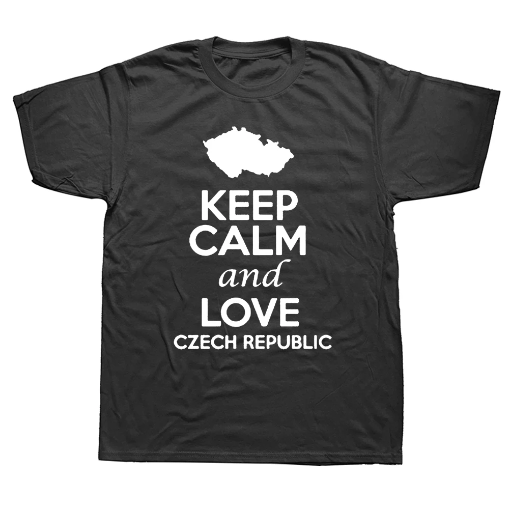 

Забавная футболка с надписью Keep Calm and Love, Чешская Республика, новинка, хлопковая уличная одежда с графическим рисунком, футболка с коротким р...