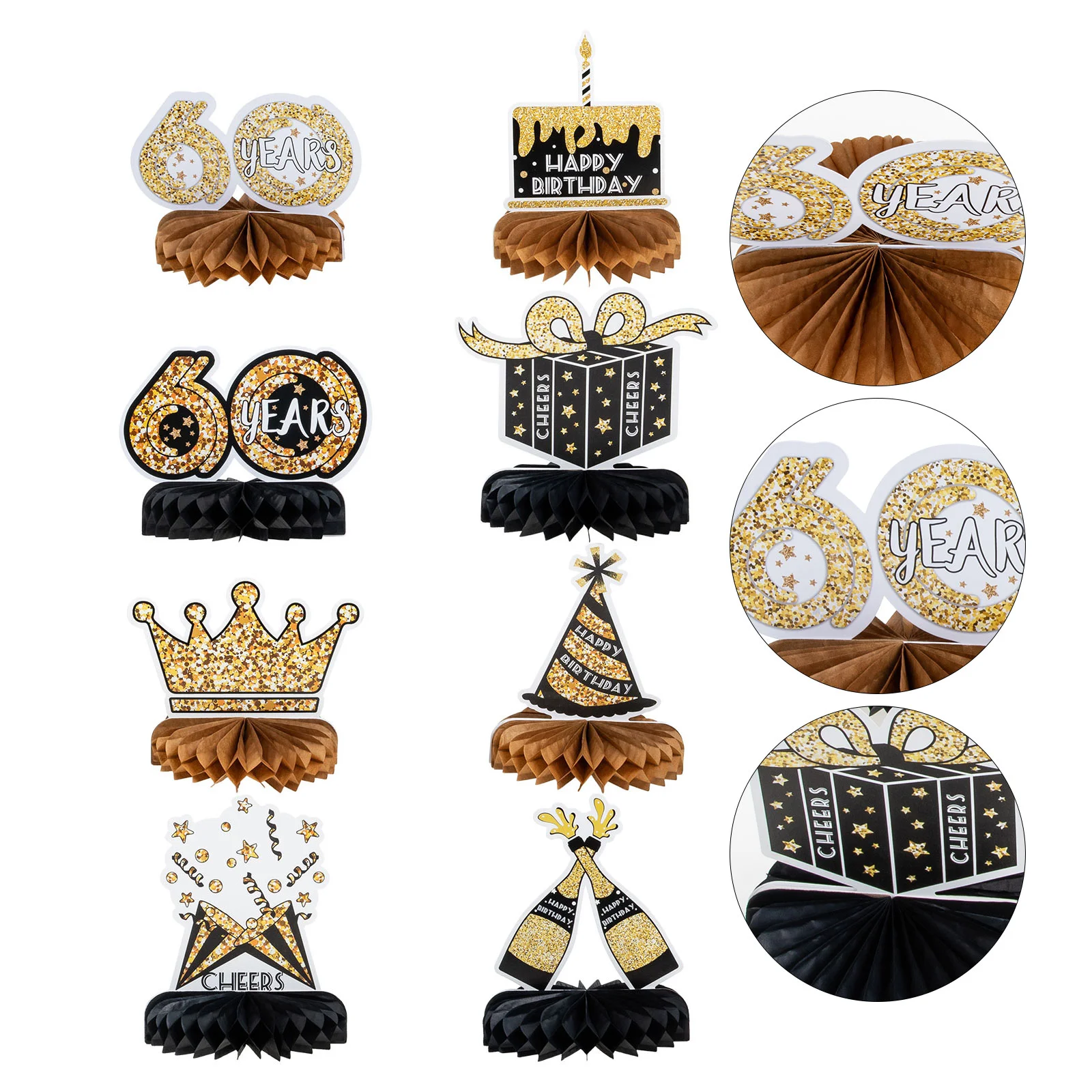 

8pcs Birthday Themed Decors Paper Honeycomb Decors Party Decorations