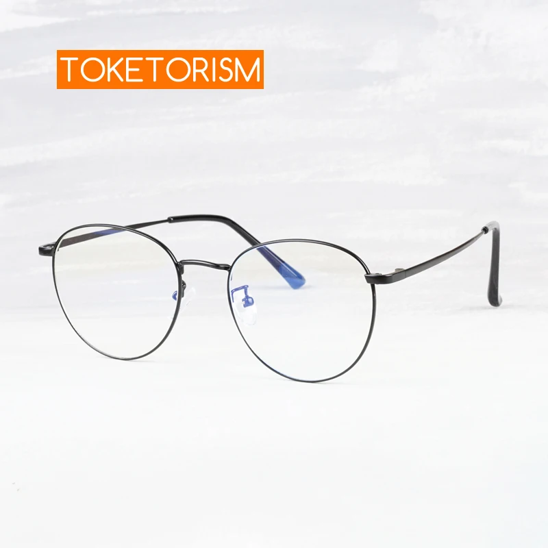 

Уникальные женские очки Toketorism, круглые очки для мужчин, компьютерные очки, прозрачные линзы с защитой от синего излучения, 333