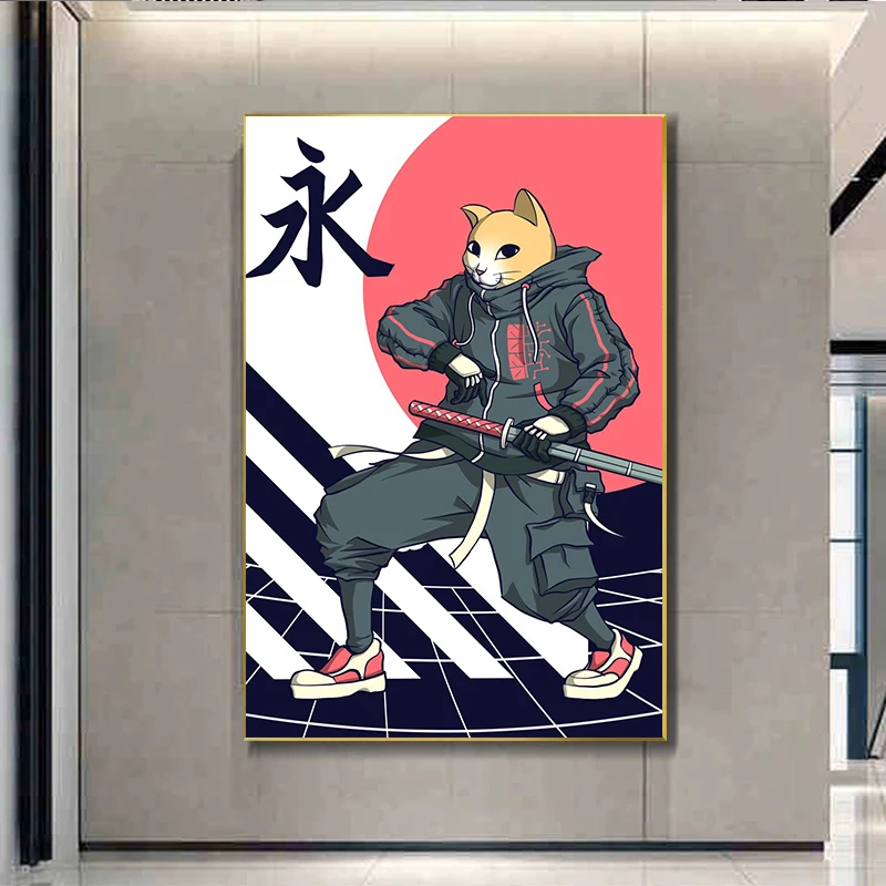 Плакаты Cybercat В Японском Стиле Современный Кибер-автомобиль С Принтами Животных