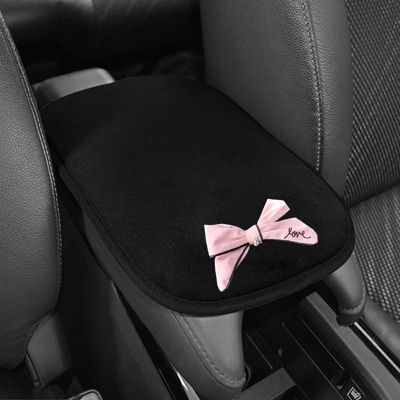

Cute Bowknot Universal Car Armrests Cover Pad Soft Plush Vehicle Center Console Arm Rest Box Cushion Protector Car Accessories