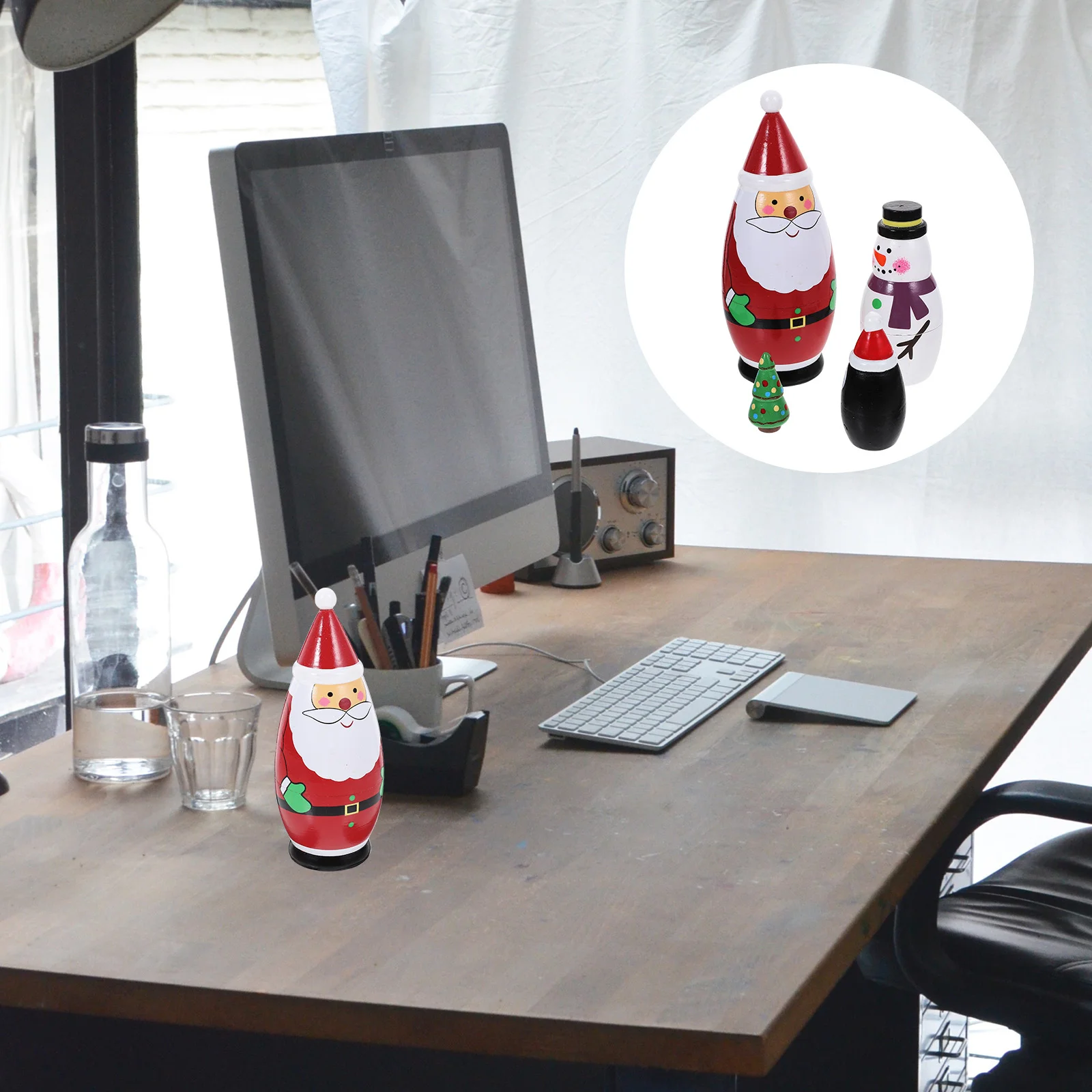 

Деревянные русские деревянные штабелируемые поделки, рождественские украшения, Мультяшные декоративные подарки