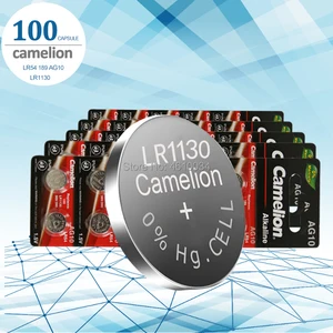 100pcs/lot Camelion 1.5V AG10 LR1130 Alkaline AG10 389 LR54 SR54 SR1130W 189 LR1130 Button Coin Cell Battery Batteries LR 1130