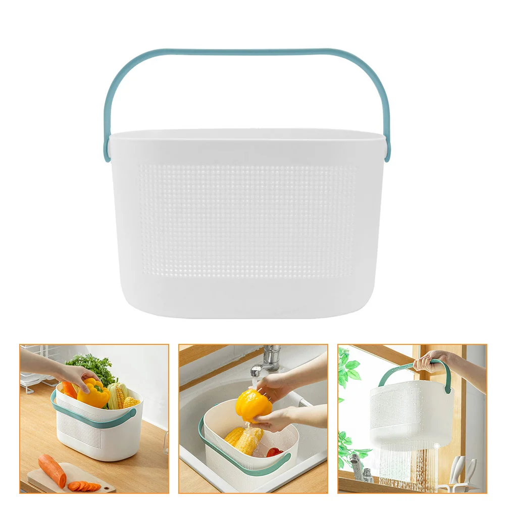 

Basket Organizer Plastic Shower Tote Storage Bathroom Portable Bath Bin Handle Baskets Container Vegetable Lotion Holder