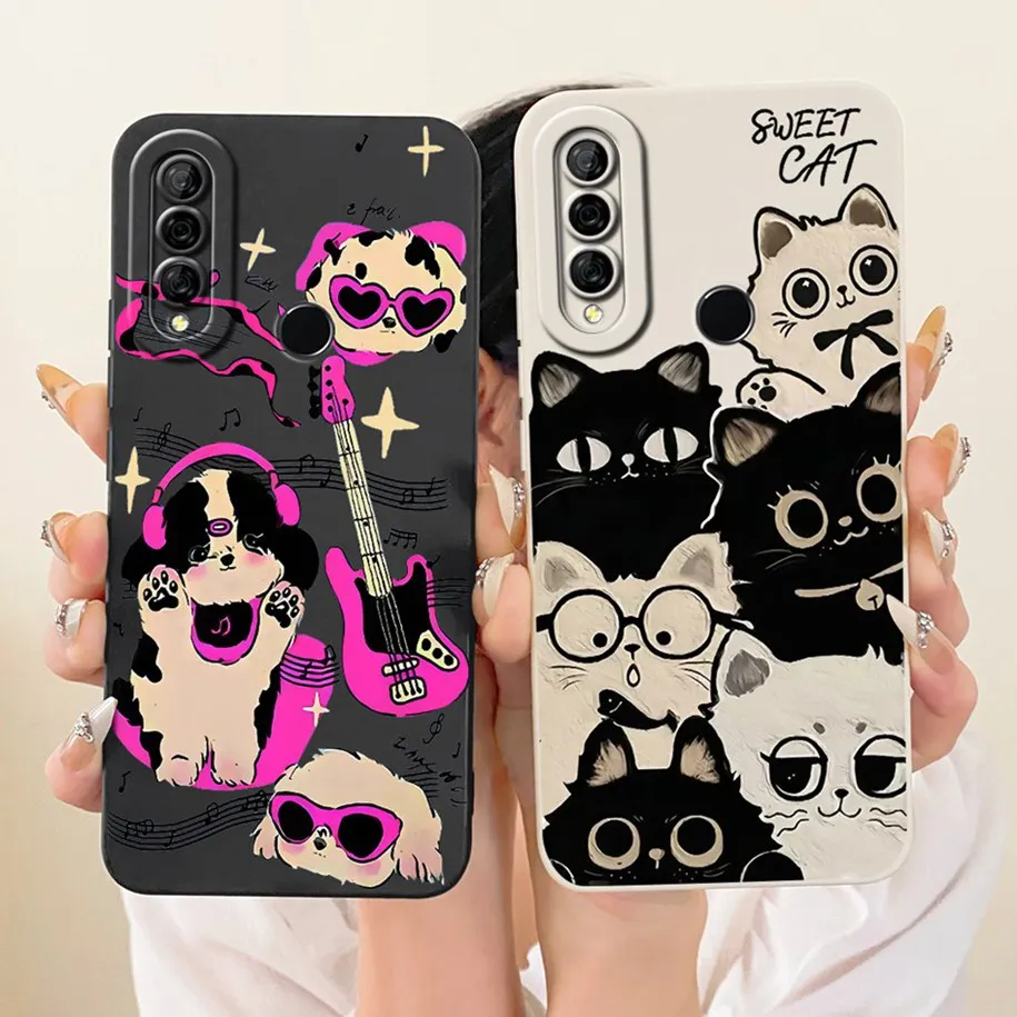 Фото Чехол для Honor 10i HRY-LX1T с милым мультяшным рисунком кролика и кошки, противоударный, силиконовый, мягкий, для Honor 10, 20 Lite, 20i, 20e, Honor10i №3