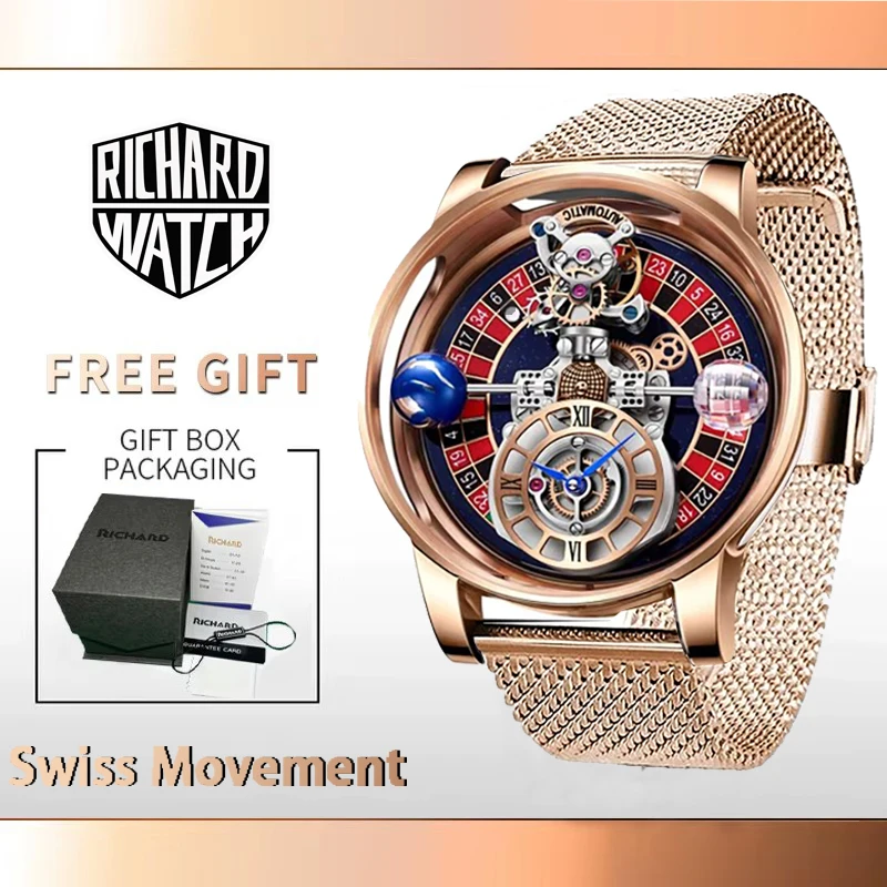 Мужские часы Richard лучшие бренды класса люкс серия Celestial рулетка креативные