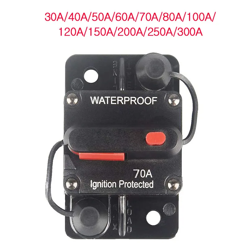 30A-300A Circuit Breaker Trolling with Manual Reset Car Boat Manual Power Protect for Audio System Fuse Car 12V-42V DC Waterproo