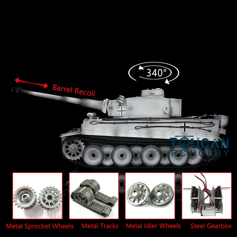 

1/16 HENG LONG 7.0 Metal German Tiger I RC Tank 3818 Toucan Barrel Recoil Ready to Run Toys for Boys Model TH17279-SMT8