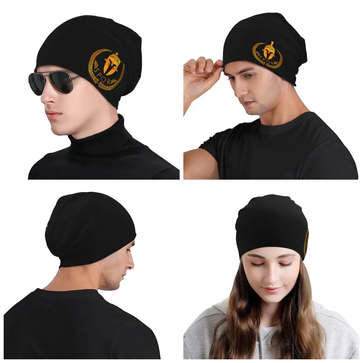 Шапки-бини SPQR Roman Empire Skullies на заказ крутые зимние теплые мужские и женские вязаные
