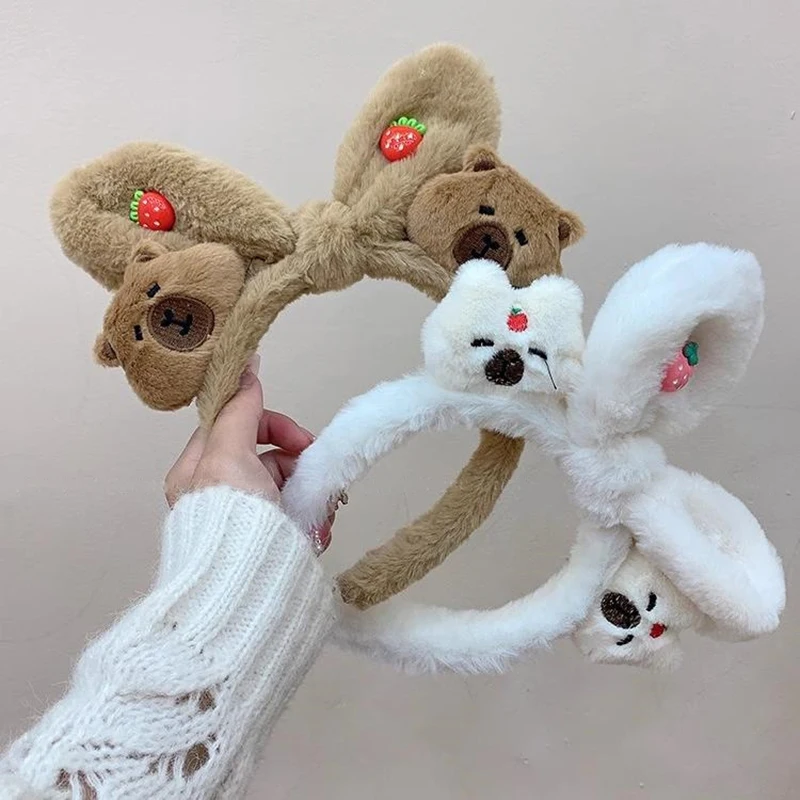 Мультяшная капибара для мытья лица повязка волос милая плюшевая кукла на голову