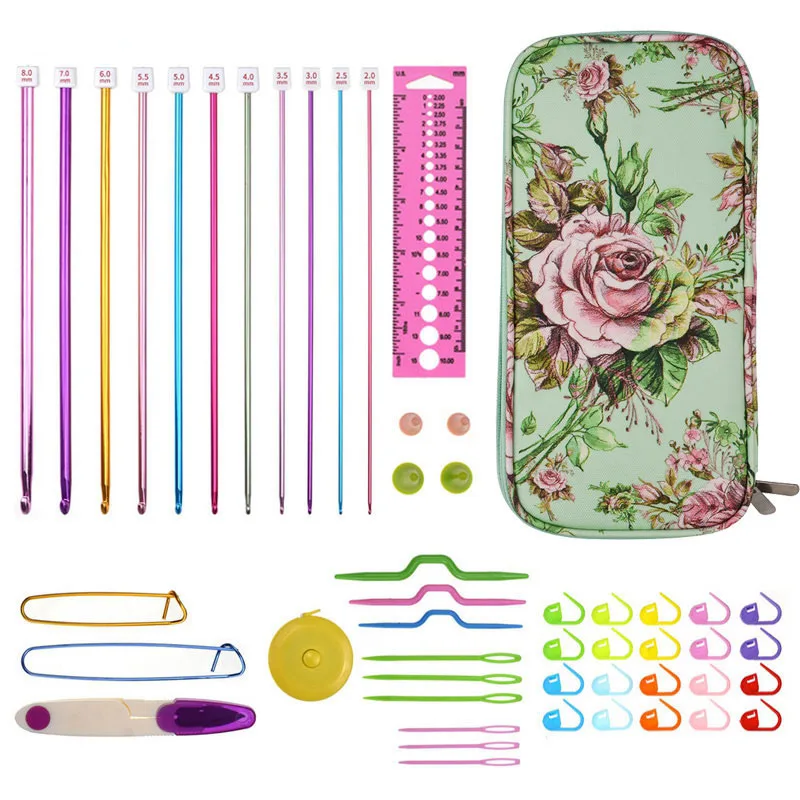 

Aluminum Tunisian Afghan Crochet Hooks Set Kit Mix 11pcs Afghan Crochet Hooks Scissors Needles Sewing Tools Kit With Bag