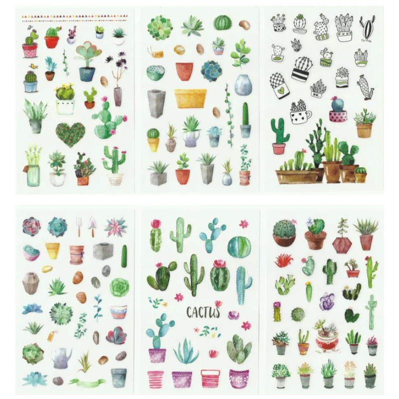 

6sheets/pack Fresh Watercolor Diary Scrapbooking Cute Kawaii Planner Japanese Diary Stickers