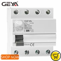 geya gyl9 ac residual current circuit breaker differential breaker safety switch 4p 25a 40a 63a 80a 100a elcb 30ma 100ma 300ma