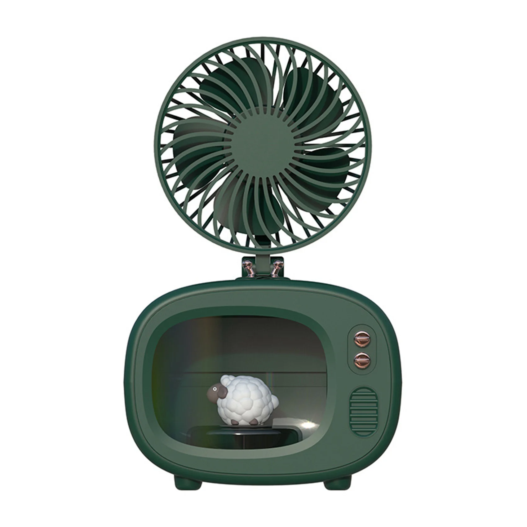 

Portable Cute Air Cooling Fan Desktop TV Humidifier Aroma Diffuser with Lights USB Spray Humidifying Air Cooler - Green