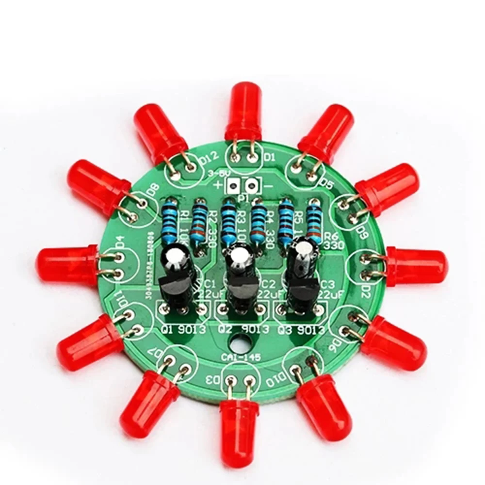 

Diy Electronic Kit Set LED Round Water Light Making Kit for Skill Training Soldering Practice Parts