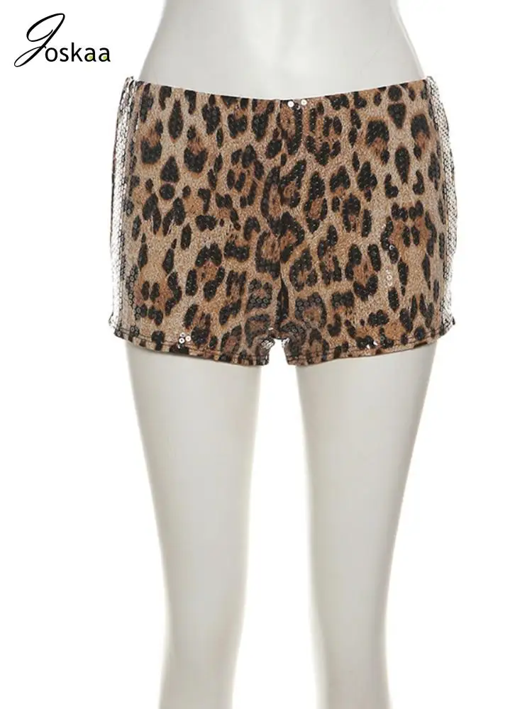 Joskaa шорты с леопардовым принтом и блестками женские хипстерские сексуальные