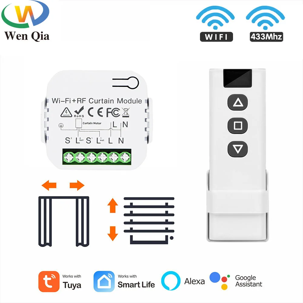 Smart Life Tuya RF 433Mhz Wireless Curtain Switch Roller Shutter Module for Blinds Motor Timer Voice Control Google Home Alexa |