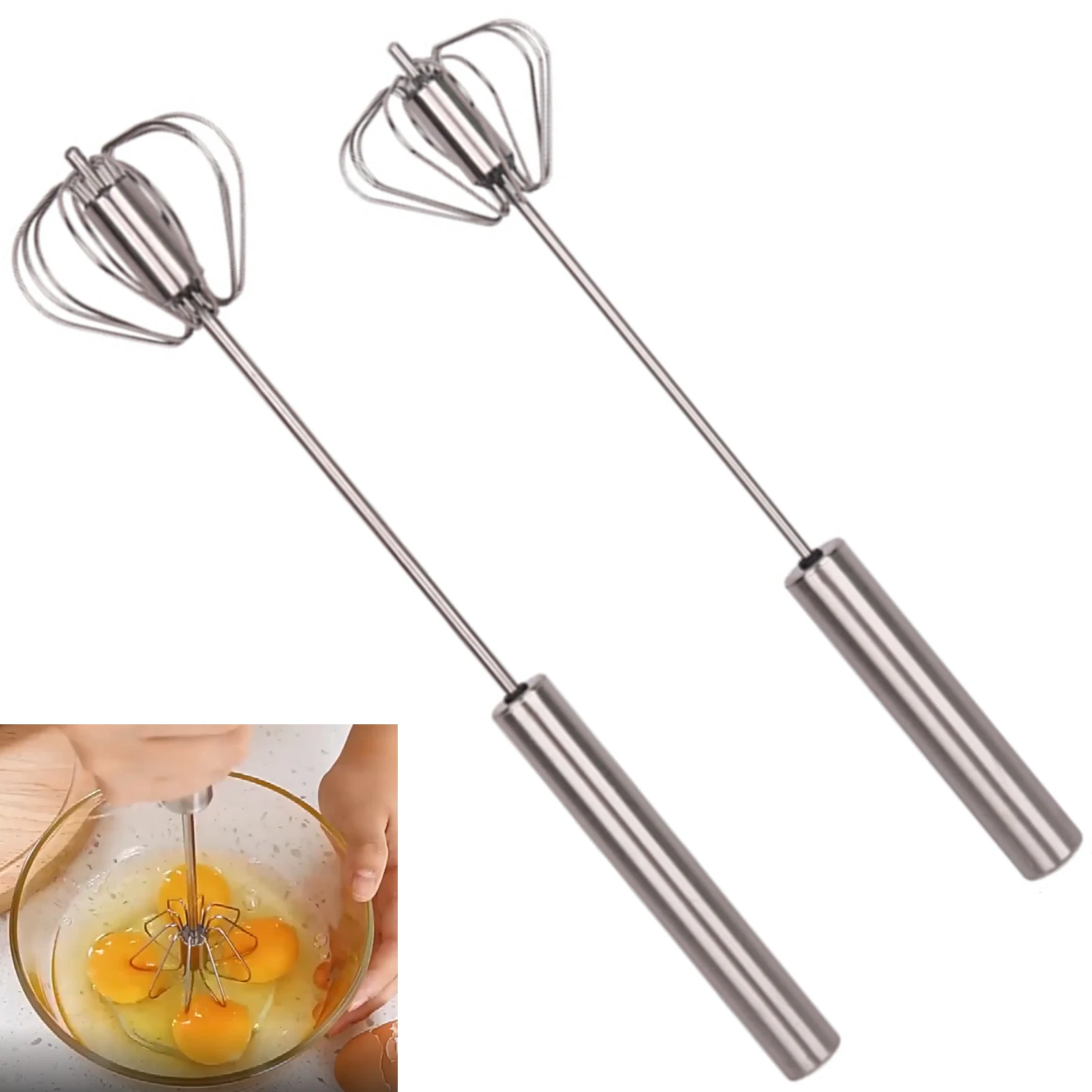 

Домашний кухонный инструмент, венчик для взбивания крема, блендер для легкой чистки, венчик для перемешивания из нержавеющей стали, ручной поворотный инструмент для выпечки, 2 шт.