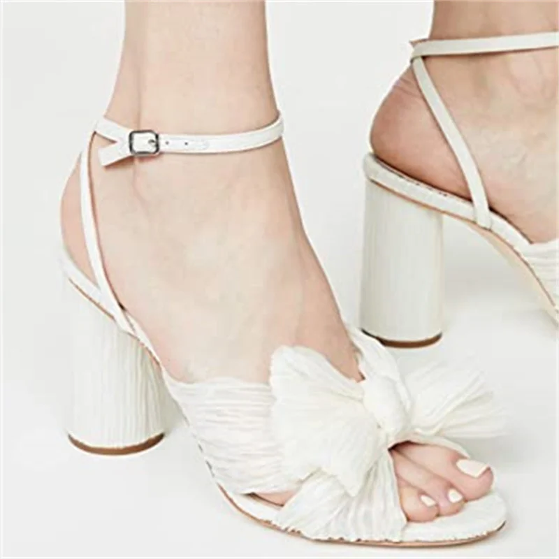 

Dropshopping Women Sandals 2023 Summer Peep-toe Bow High Heels White Party Wedding Sandals Dress Shoes Lady