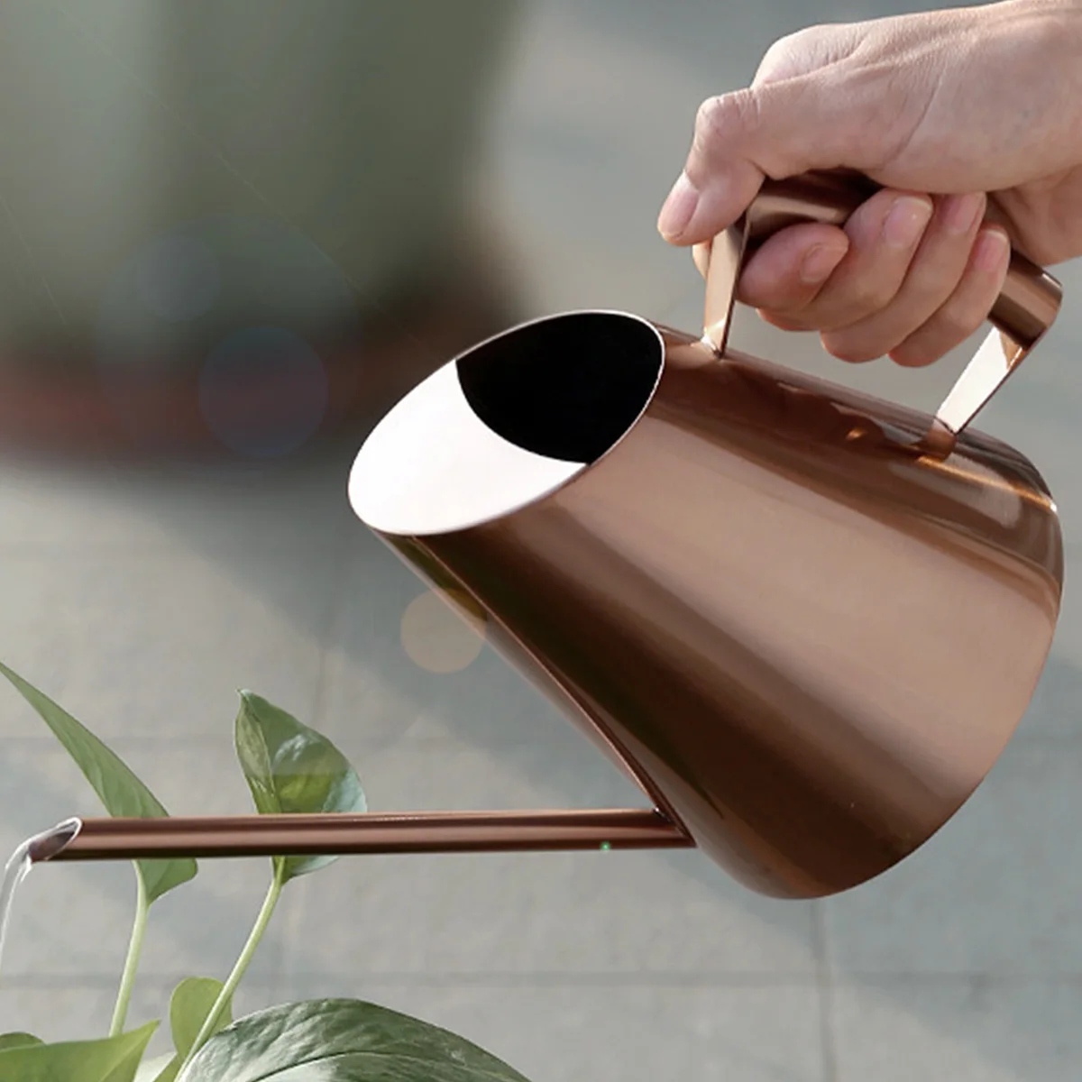 

400ml Stainless Steel Watering Can with Long Nozzle Small Size Bronze Pot to Prevent Spillage Spray Plant Pot Sprinkler