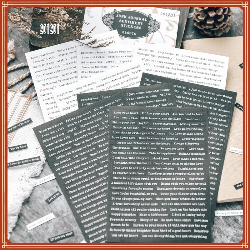 

New in 2022 Sentiment Phrase Stickers Junk Journal Ephemera Vintage Stickers Aesthetic Album Words Stickers Scrapbooking Materia