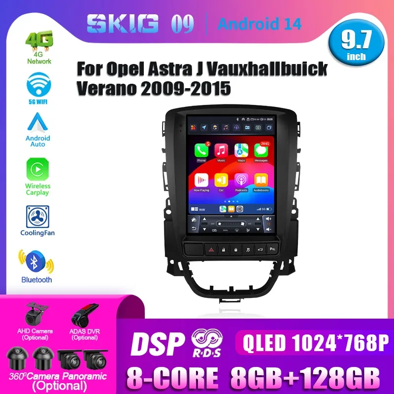 Автомобильный радиоприемник 9 7 дюйма для Opel Astra J Vauxhallbuick Verano 2009-2015 Android 14