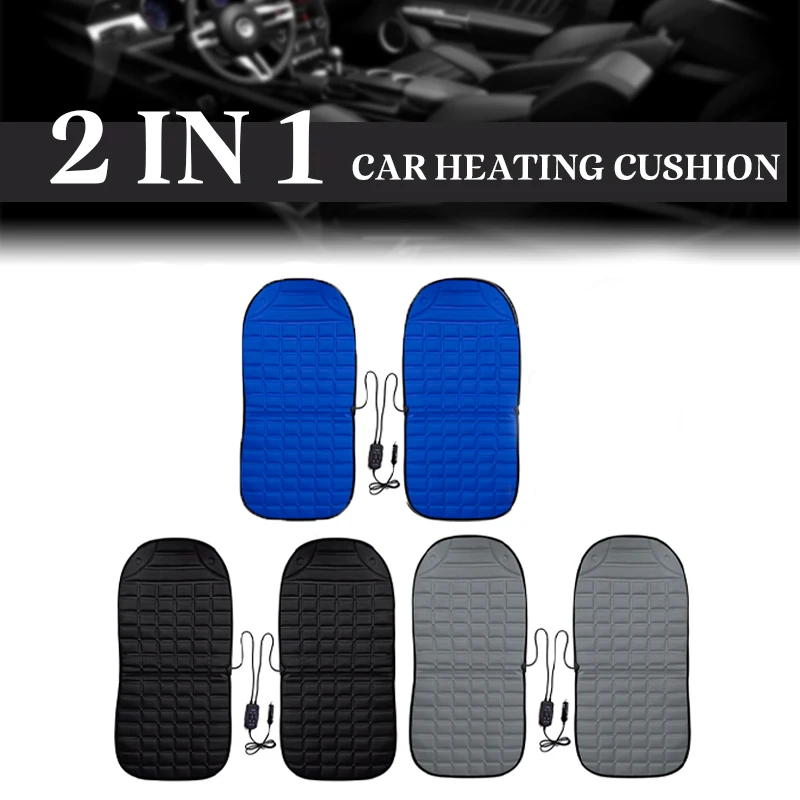 

2Pcs/Set Universal Car Heated Seats Cotton Cushion For Winter Season Checker Board Heating Two Pads Covers Thermal Accessories
