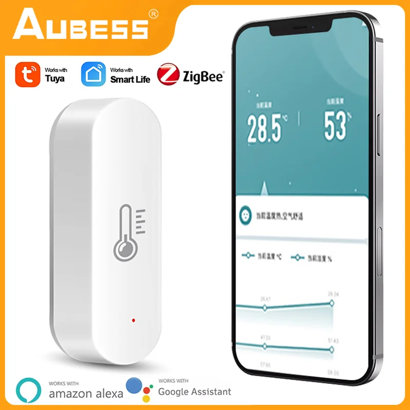 

Tuya ZigBee Smart Temperature And Humidity Sensor Battery Powered ZigBee Smart Home Security Work With Alexa Google Home
