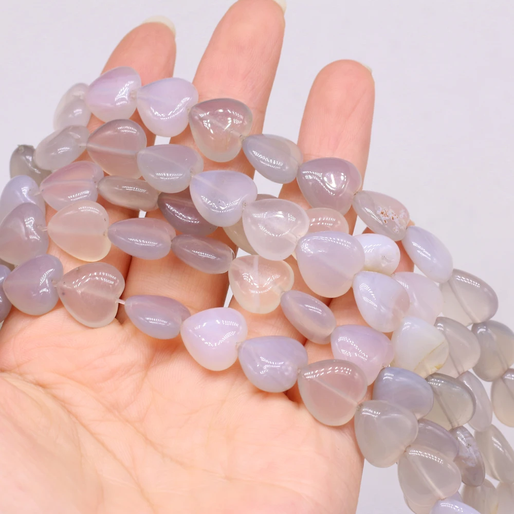 Купи Natural Grey Agate Stone Large Beads Heart Gemstone Agate Pendants Charms For Jewelry Making Bracelet Gift Handmade Crafts 14mm за 207 рублей в магазине AliExpress