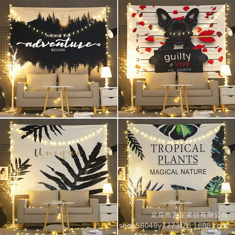 

Hot Sale Hanging Background Cloth Party Decoration Background Wall Net Red Arrangement Room Tapestry Bedside Cloth Hanging Canva