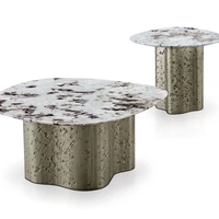 italian style light luxury bronze natural marble special shaped combination living room coffee table designer style furniture