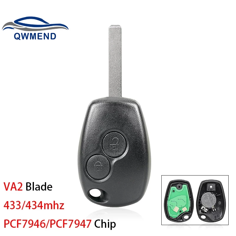 

Автомобильный пульт дистанционного управления QWMEND 2B VA2 Blade для Renault Duster Modus Clio 3 Duster DACIA Logan Sandero 433 МГц PCF7947/PCF7946 Chip