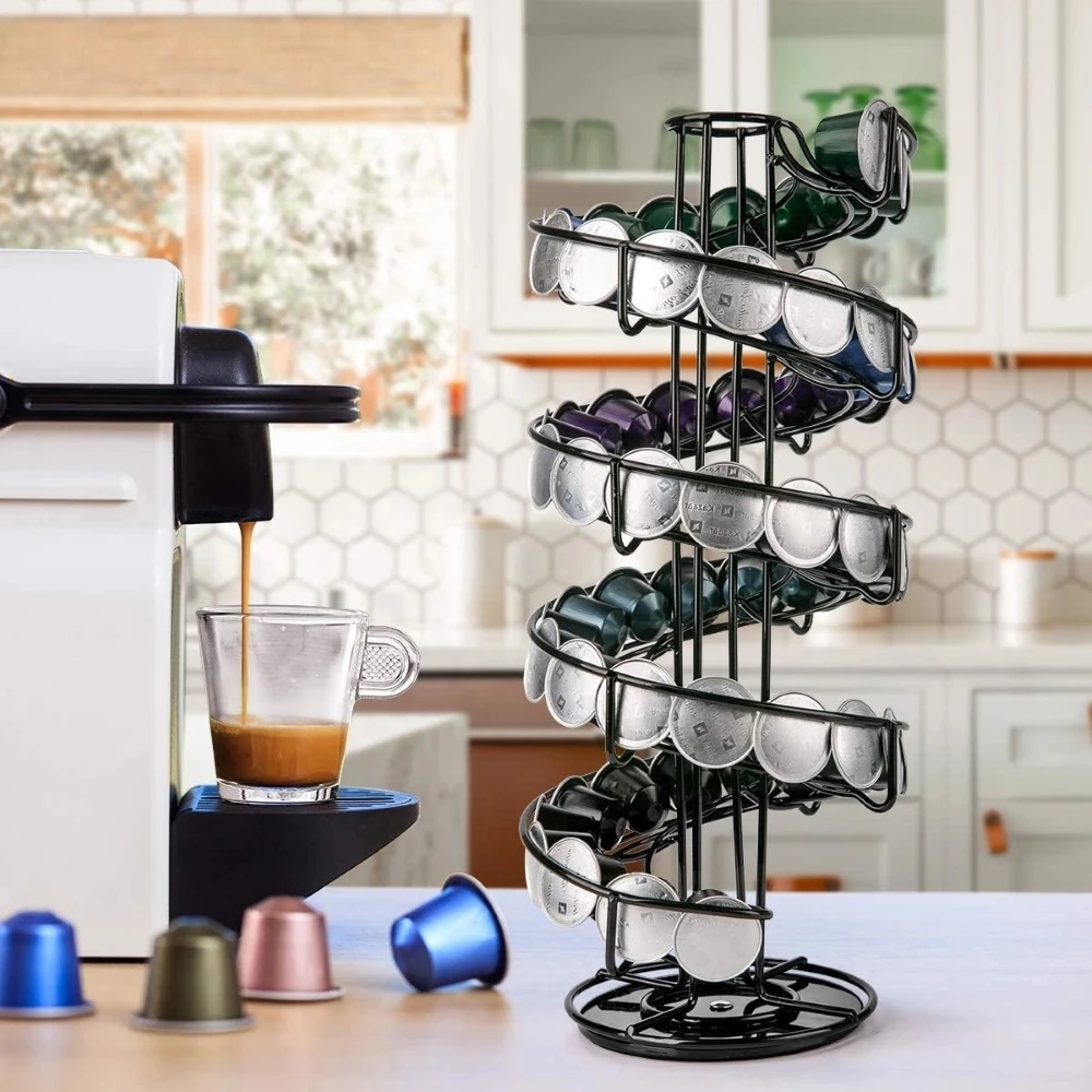 

Revolving Rotating Spiral 40 Capsule Coffee Pod Holder Organizadores Tower Stand Storage Rack For Dolce Gusto Nespresso K-cup