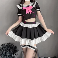 bow ruffle women maid dress 2022 new arrvial sailor collar sweet lace japanese sexy lingerie sexy maid cosplay costumes