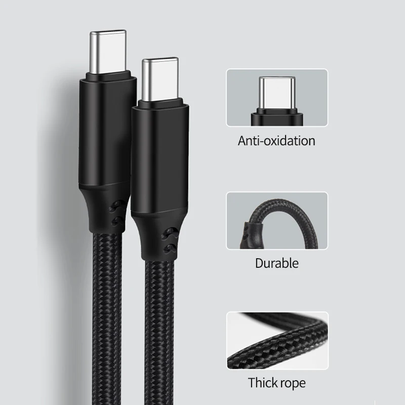 USB-C to USB-C Data Cable PD 100W 5A Fast Charger Double Type C USB Cables Male to Male For Mobile Hard Disk Type-C Laptop