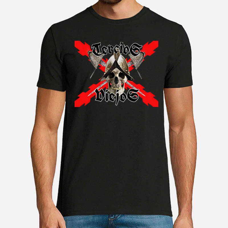 

Burgundy Cross Spain Tercios Skull T-Shirt Short Sleeve Casual 100% Cotton O-Neck Summer Mens T-shirt Size S-3XL